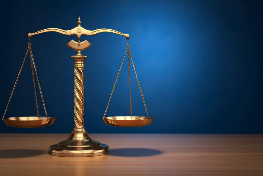 37407677 - concept of justice. law scales on blue background. 3d